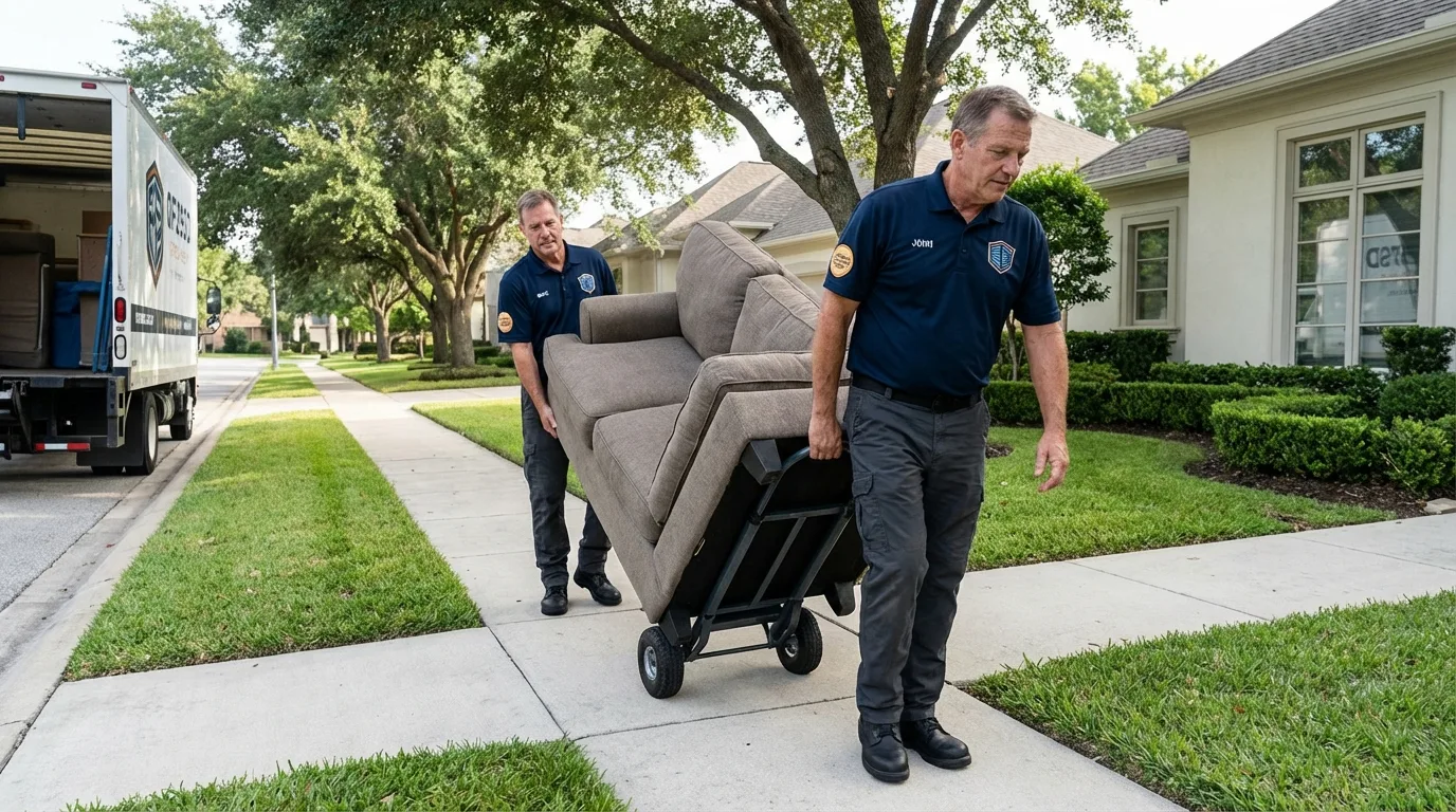 Local residential moving crew loading furniture in Tulia, TX